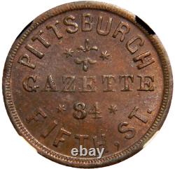 1861-65 PA Pittsburgh Gazette Civil War Token NGC MS 64 BN R-9 (21-6)