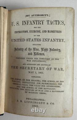 1861 Civil War US Infantry Tactics, Gettysburg, Owned & Signed Col ALEX BIDDLE