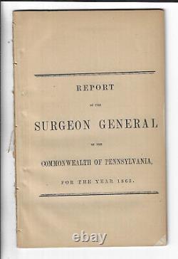 1863 Civil War Pamphlet Report of the Surgeon General of Pennsylvania