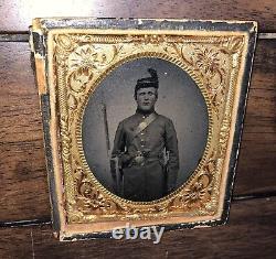 1/6 Tintype Photo Double Armed PENNSYLVANIA BUCKTAIL! Civil War Soldier 1860s