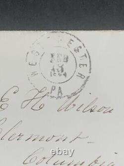 3/3271 1864 Civil War cover & letter West Chester PA to E H Wilson Clermont NY