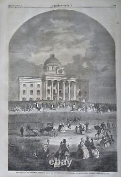 Abe Lincoln Raising Flag Philadelphia new Capitol Dome 1861 Harper's Civil War