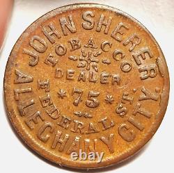 Allegheny City Pennsylvania John Sherer Civil War Store Card Token PA 13F-6a