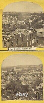 CIVIL War Stereoview. Ruins Of Chambersburg, Pa. 2 Set. Rare
