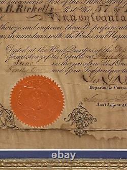 Civil War 1891 GAR Charter of Post 57 Dillsburg, York County Pennsylvania 42S7