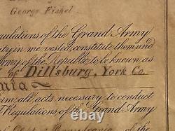 Civil War 1891 GAR Charter of Post 57 Dillsburg, York County Pennsylvania 42S7