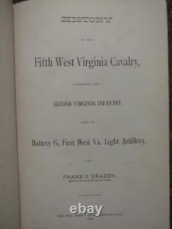 HISTORY OF THE 5th WEST VIRGINIA CAVALRY 1890 FIRST EDITION CIVIL WAR