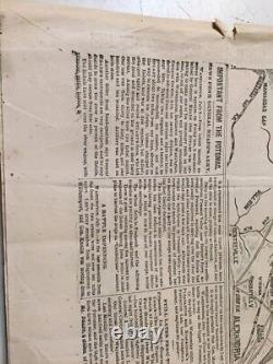 Original Civil War Newspaper Philadelphia Inquirer Map Seat Of War PA MD