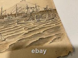 Original Rare CIVIL War Usn Artwork From Battle Mobile Bay Naval Hero -2