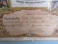 Rare 1800s Civil War Union Defenders Lithograph Certificate Print, 7th PA Vol
