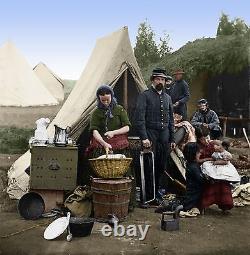 Tent Life 31st PA Camp Slocum DC Woman Family Color Tinted photo Civil War 01666