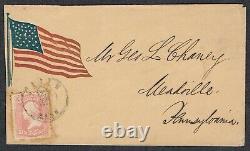 USA c. 1861 3c Brown Salem to Pennsylvania Civil War Cover Stars & Stripes