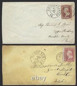Us 1863 1864 Two CIVIL War Covers Shippensburgh Pa & Westchester Pa Fancy Cancel