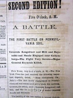2 journaux de la guerre civile de 1863 à Philadelphie en PENNSYLVANIA BATAILLE DE GETTYSBURG COMBAT