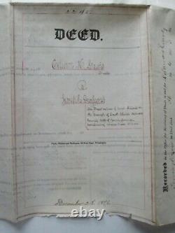 Acte de propriété de 1876 pour un terrain de plus de 14 acres à South Chester, comté de Delaware, en Pennsylvanie