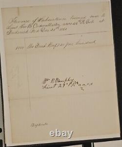 Archive de la guerre civile de 28 pages, documents de facture de subsistance du 46ème régiment de volontaires de Pennsylvanie