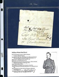 Autographe de la guerre civile du général de l'Union William Watts Hart Davis, 25e régiment de volontaires de Pennsylvanie
