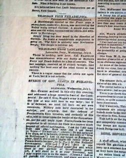BATAILLE DE GETTYSBURG Meade contre Robert E. Lee Début 1863 Guerre civile Journal