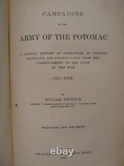 Campagnes de l'Armée du Potomac 1882 par William Swinton en Mylar Dj