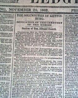 Discours historique d'Abraham Lincoln à Gettysburg - Journal de Pennsylvanie sur la Guerre Civile de 1863
