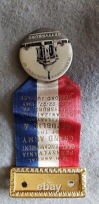 GUERRE CIVILE, 1941 REUNION du 75e anniversaire de GETTYSBURG en Pennsylvanie, Badge de la G. A. R.