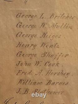 Guerre Civile 1891 Charte du GAR du Poste 57 de Dillsburg, Comté de York en Pennsylvanie 42S7