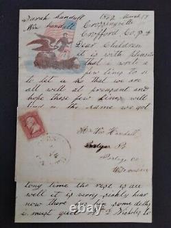 Guerre civile Crossingville, Pa. 1862 Couverture, Feuille de lettres patriotique, DPO Comté de Crawford