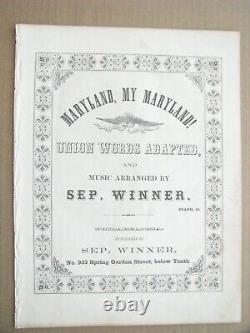 Guerre civile Maryland Mon Maryland Union Partitions patriotiques de musique de 1862