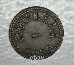 Jeton de commerce de la ville de Civilwar Gen Tom Kane Town Pa. 10 centimes, hommage à Gettysburg