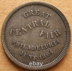 Jeton en argent du Grand Central Sanitary Fair de Philadelphie PA750L-3f R-7 VF+