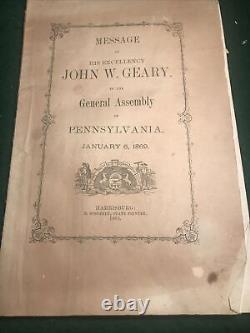 John Geary, général de la guerre civile, gouverneur de la Pennsylvanie, 1er maire de San Francisco, CA, livret livre X55