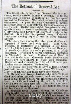 Journal de Philadelphie, Pennsylvanie, sur la guerre civile de 1863 : LA BATAILLE DE GETTYSBURG - La retraite de Lee