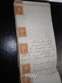 Journal de l'époque de la guerre civile, école de filles, carnet de reçus de Pennsylvanie avec environ 250 timbres fiscaux de revenu uniques et RARES.