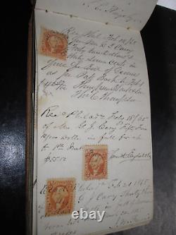 Journal de l'époque de la guerre civile, école de filles, carnet de reçus de Pennsylvanie avec environ 250 timbres fiscaux de revenu uniques et RARES.