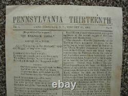 Journal régimentaire de la guerre civile de 1862 - 13e régiment de Pennsylvanie - camp Tennally à Washington DC