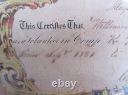 Lithographie rare du certificat des défenseurs de l'Union de la guerre civile des années 1800, 7th PA Vol
