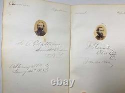 Livre d'autographes de la Guerre Civile antique de 1866 Albany New York Pennsylvanie 40+ Signature