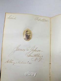 Livre d'autographes de la Guerre Civile antique de 1866 Albany New York Pennsylvanie 40+ Signature