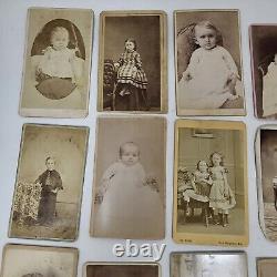 Lot de 30 photos de CDV de l'époque de la guerre civile en Pennsylvanie PA Frères et sœurs Garçons Filles Bébé.