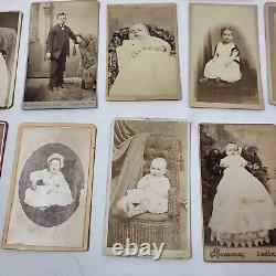 Lot de 30 photos de CDV de l'époque de la guerre civile en Pennsylvanie PA Frères et sœurs Garçons Filles Bébé.