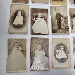 Lot de 30 photos de CDV de l'époque de la guerre civile en Pennsylvanie PA Frères et sœurs Garçons Filles Bébé.