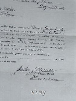Lot de documents sur la guerre civile de Jesse Cassel à Norristown en Pennsylvanie, comté de Montgomery, en 1863.
