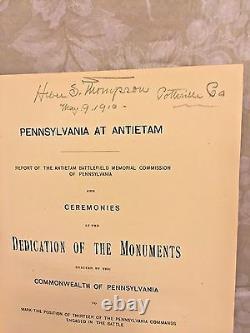 Pennsylvanie à Antietam Dédié des Monuments 1906 1ère Édition Carte Là-bas