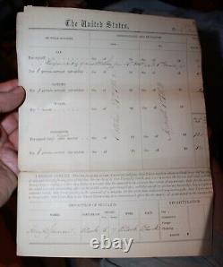 Reçu de paiement Lt Edward Rogers avril et domestique noir 1863 PA 93rd Vol Infantry
